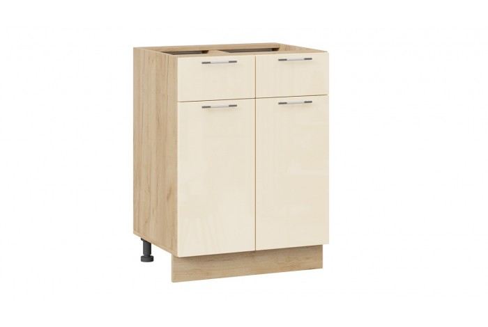 Кухонный гарнитур «Весна» длиной 220 (160) см Дуб Крафт золотой, Ваниль глянец