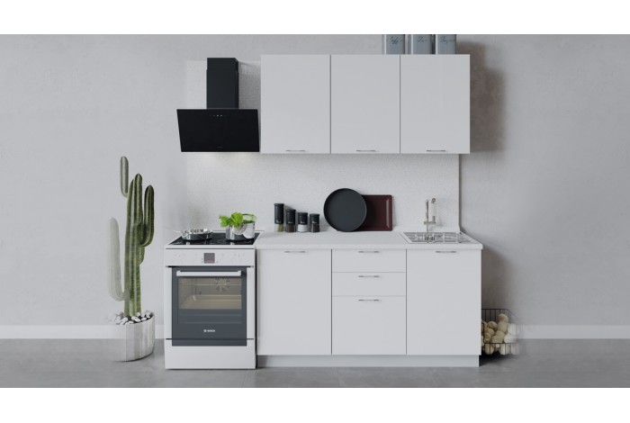 Кухонный гарнитур «Весна» длиной 150 см Белый, Белый глянец