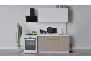 Кухонный гарнитур Весна длиной 150 см Белый, Белый глянец, Кофе с молоком