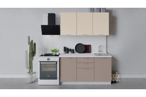 Кухонный гарнитур Весна длиной 150 см Белый, Ваниль глянец, Кофе с молоком