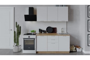 Кухонный гарнитур Весна длиной 150 см Дуб Крафт золотой, Белый глянец