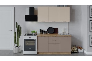 Кухонный гарнитур Весна длиной 150 см Дуб Крафт золотой, Ваниль глянец, Кофе с молоком