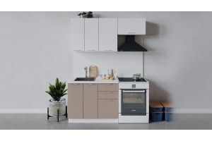 Кухонный гарнитур Весна длиной 160 (100) см Белый, Белый глянец, Кофе с молоком