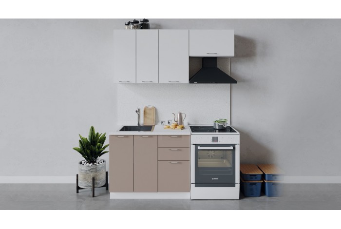 Кухонный гарнитур «Весна» длиной 160 (100) см Белый, Белый глянец, Кофе с молоком