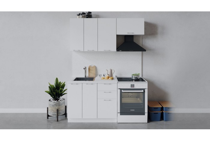 Кухонный гарнитур «Весна» длиной 160 (100) см Белый, Белый глянец