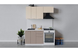 Кухонный гарнитур Весна длиной 160 (100) см Белый, Ваниль глянец, Кофе с молоком