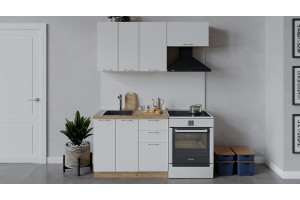 Кухонный гарнитур Весна длиной 160 (100) см Дуб Крафт золотой, Белый глянец