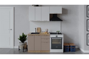 Кухонный гарнитур Весна длиной 160 (100) см Дуб Крафт золотой, Белый глянец, Кофе с молоком