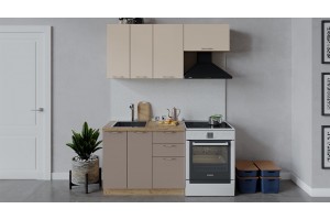 Кухонный гарнитур Весна длиной 160 (100) см Дуб Крафт золотой, Ваниль глянец, Кофе с молоком