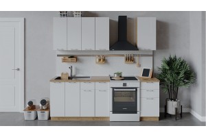 Кухонный гарнитур Весна длиной 160 см Дуб Крафт золотой, Белый глянец