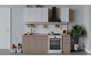 Кухонный гарнитур Весна длиной 160 см Дуб Крафт золотой, Белый глянец, Кофе с молоком