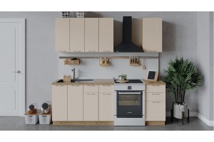 Кухонный гарнитур Весна длиной 160 см Дуб Крафт золотой, Ваниль глянец