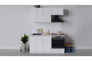 Кухонный гарнитур Весна длиной 160 см со шкафом НБ Белый, Белый глянец