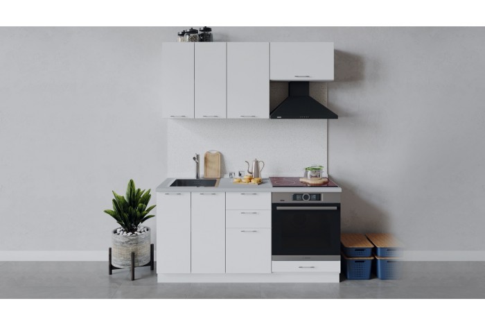 Кухонный гарнитур «Весна» длиной 160 см со шкафом НБ Белый, Белый глянец