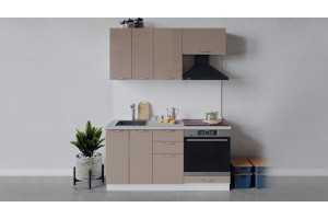 Кухонный гарнитур Весна длиной 160 см со шкафом НБ Белый, Кофе с молоком