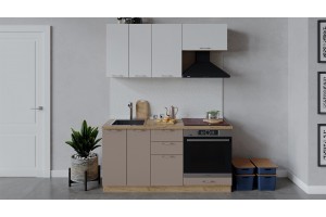 Кухонный гарнитур Весна длиной 160 см со шкафом НБ Дуб Крафт золотой, Белый глянец, Кофе с молоком