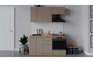 Кухонный гарнитур Весна длиной 160 см со шкафом НБ Дуб Крафт золотой, Кофе с молоком