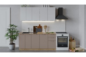 Кухонный гарнитур Весна длиной 180 см Дуб Крафт золотой, Белый глянец, Кофе с молоком