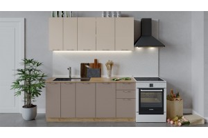 Кухонный гарнитур Весна длиной 180 см Дуб Крафт золотой, Ваниль глянец, Кофе с молоком