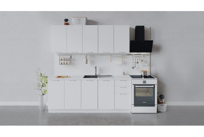 Кухонный гарнитур «Весна» длиной 200 см Белый, Белый глянец