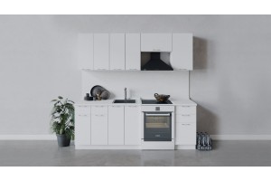 Кухонный гарнитур Весна длиной 220 (160) см Белый, Белый глянец