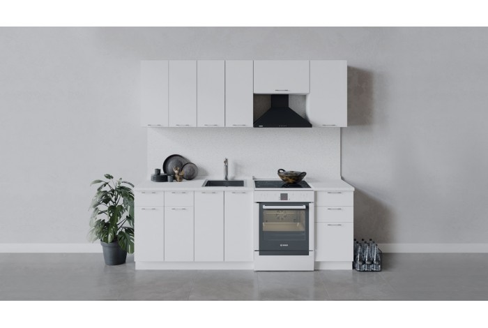 Кухонный гарнитур «Весна» длиной 220 (160) см Белый, Белый  глянец