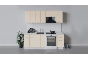 Кухонный гарнитур Весна длиной 220 (160) см Белый, Ваниль глянец