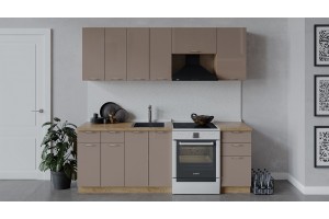 Кухонный гарнитур Весна длиной 220 (160) см Дуб Крафт золотой, Кофе с молоком