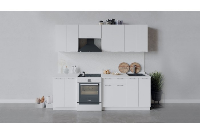 Кухонный гарнитур «Весна» длиной 240 (180) см Белый, Белый глянец