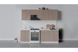 Кухонный гарнитур Весна длиной 240 (180) см Белый, Кофе с молоком