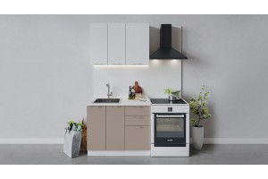 Кухонный гарнитур Весна длиной 100 см Белый, Белый глянец, Кофе с молоком