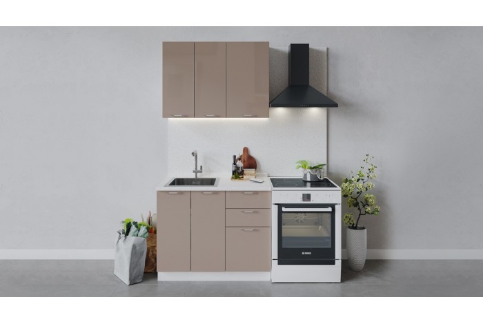 Кухонный гарнитур «Весна» длиной 100 см Белый, Кофе с молоком