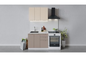 Кухонный гарнитур Весна длиной 100 см Белый, Ваниль глянец, Кофе с молоком