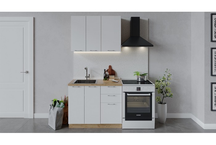 Кухонный гарнитур «Весна» длиной 100 см Дуб Крафт золотой, Белый глянец