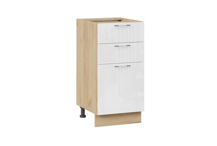 Кухонный гарнитур «Весна» длиной 220 (160) см Дуб Крафт золотой, Белый глянец