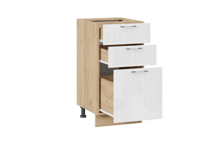 Кухонный гарнитур «Весна» длиной 220 (160) см Дуб Крафт золотой, Белый глянец