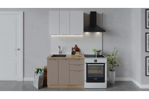 Кухонный гарнитур Весна длиной 100 см Дуб Крафт золотой, Белый глянец, Кофе с молоком