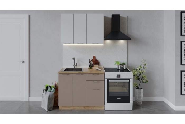 Кухонный гарнитур «Весна» длиной 100 см Дуб Крафт золотой, Белый глянец, Кофе с молоком