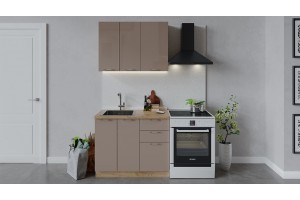 Кухонный гарнитур Весна длиной 100 см Дуб Крафт золотой, Кофе с молоком