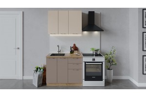 Кухонный гарнитур Весна длиной 100 см Дуб Крафт золотой, Ваниль глянец, Кофе с молоком