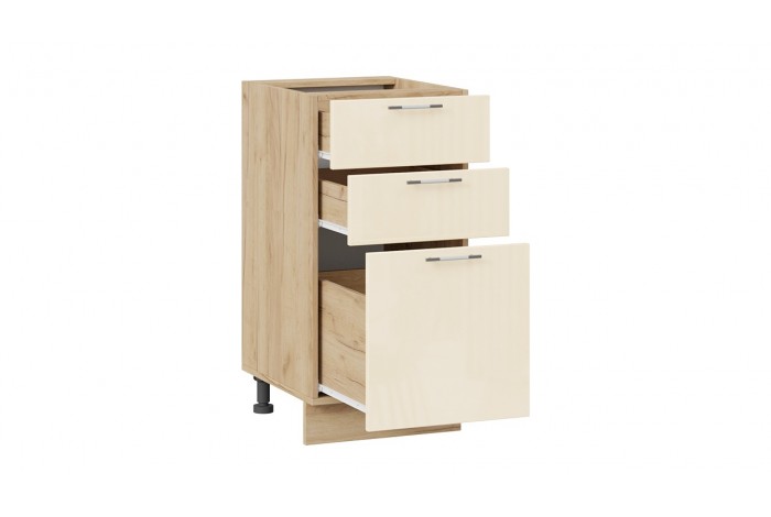 Кухонный гарнитур «Весна» длиной 220 (160) см Дуб Крафт золотой, Ваниль глянец