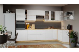 Кухонный гарнитур Весна №2 Дуб Крафт золотой, Белый глянец