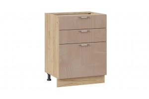 Кухонный гарнитур Весна №3 Дуб Крафт золотой, Ваниль глянец, Кофе с молоком