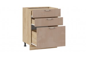 Кухонный гарнитур Весна №3 Дуб Крафт золотой, Ваниль глянец, Кофе с молоком