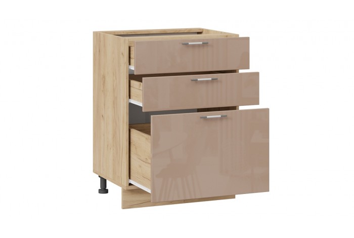 Кухонный гарнитур «Весна» №3 Дуб Крафт золотой, Ваниль глянец, Кофе с молоком