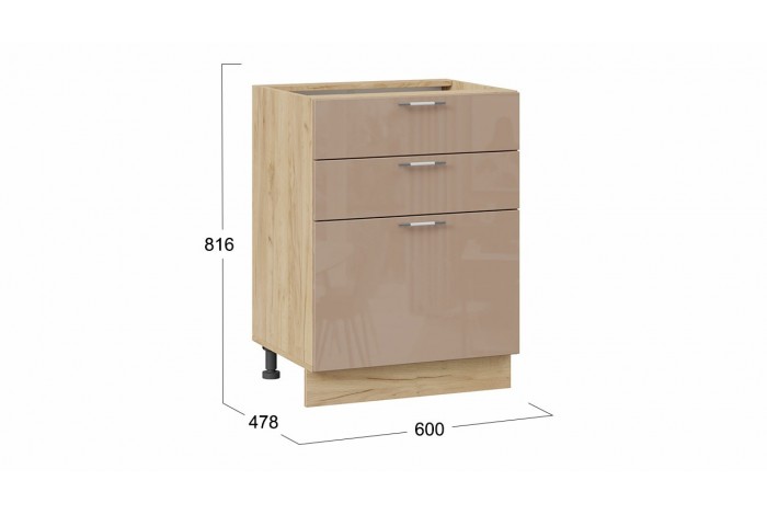 Кухонный гарнитур «Весна» №3 Дуб Крафт золотой, Ваниль глянец, Кофе с молоком