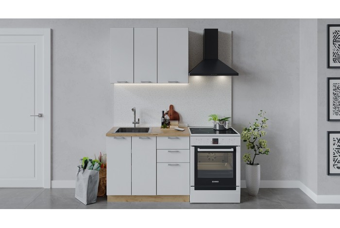 Кухонный гарнитур «Габриэлла» длиной 100 см Дуб Крафт золотой, Сноу