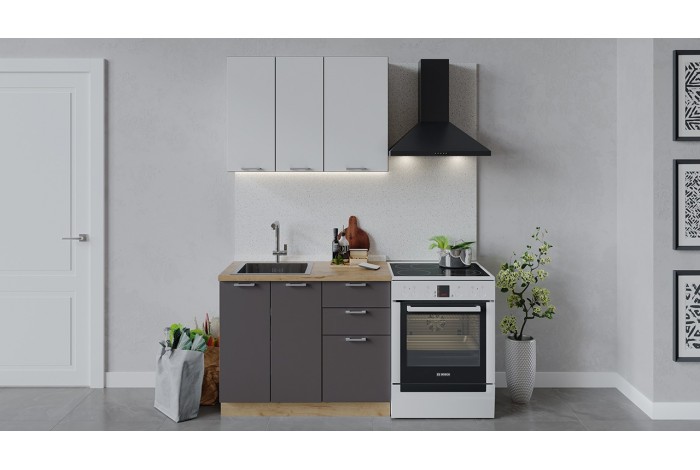 Кухонный гарнитур «Габриэлла» длиной 100 см Дуб Крафт золотой, Сноу, Муссон