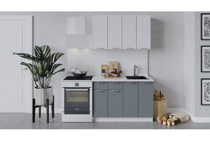 Кухонный гарнитур «Габриэлла» длиной 120 см Белый, Сноу, Титан