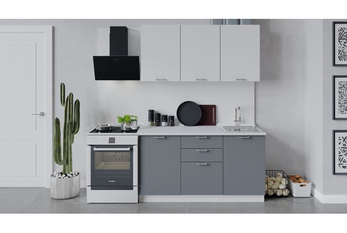 Кухонный гарнитур «Габриэлла» длиной 150 см Белый, Сноу, Титан